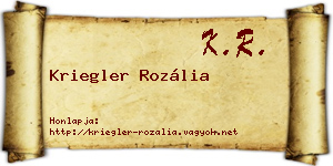 Kriegler Rozália névjegykártya